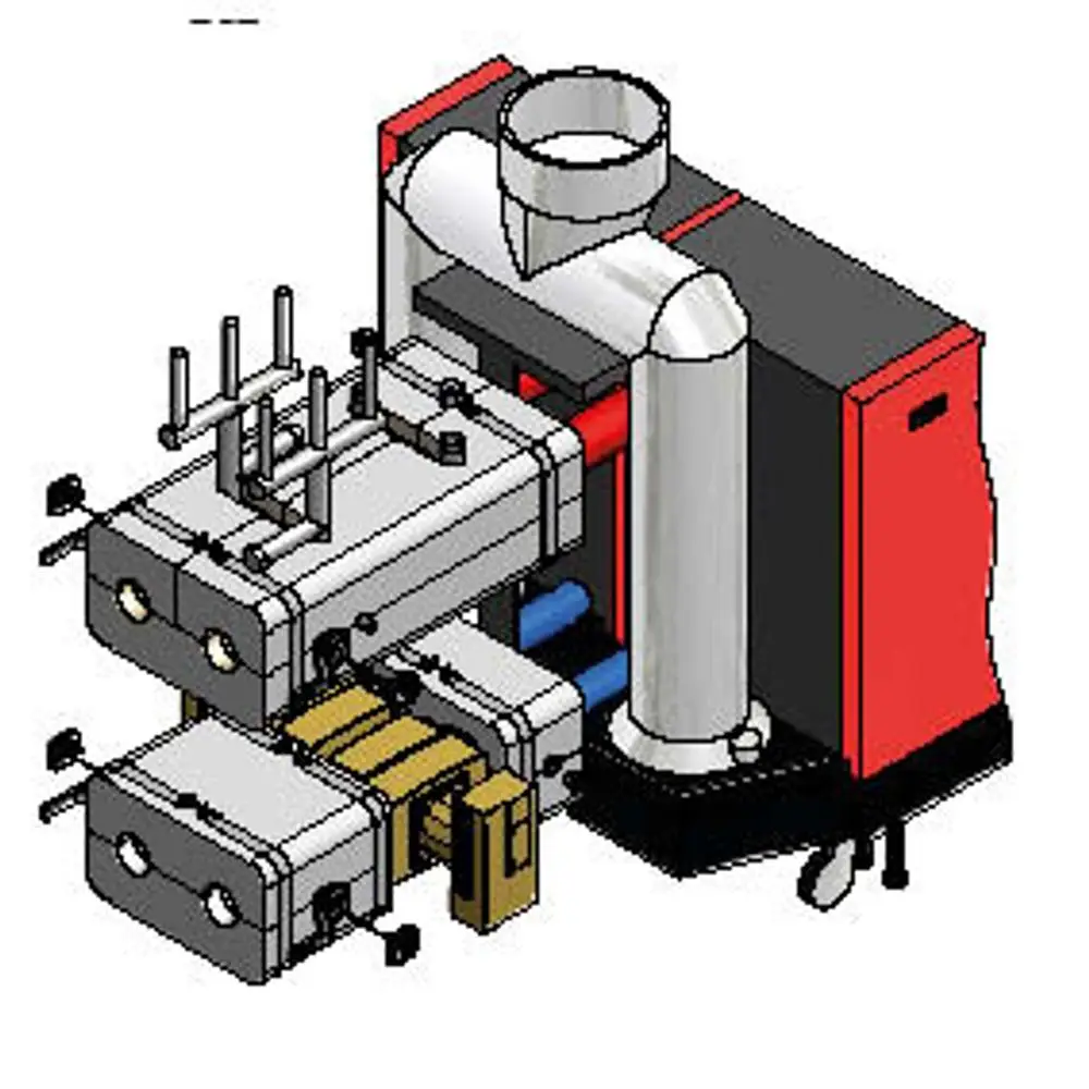 Hydraulik-Set von Remeha mit Anschlüssen und Rohrleitungen, bietet eine kompakte Bauweise zur Integration in Heizsysteme, ohne Weiche oder WT.